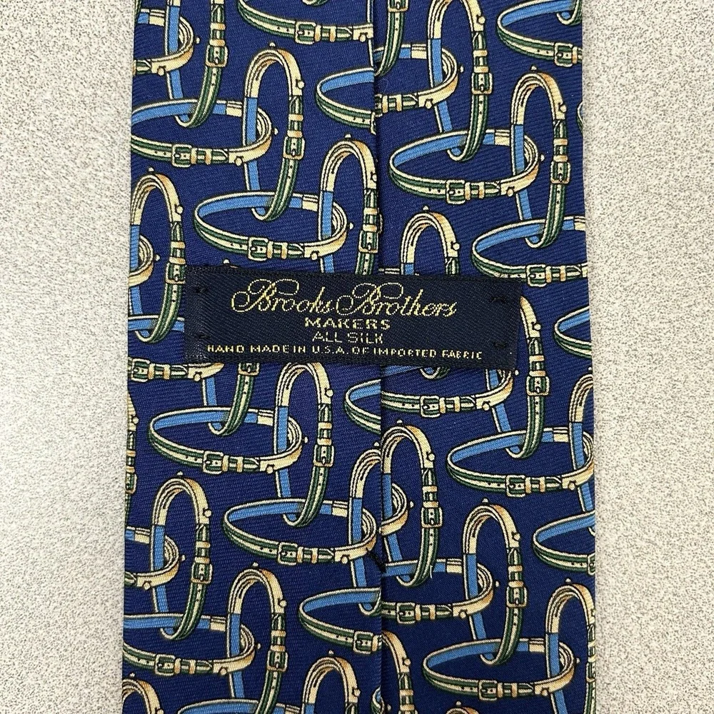 Brooks Brothers Makers Silk Tie Blue Belt‎ Design 57